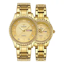 Reloj De Cuarzo De Acero Inoxidable Wwoor Diamond Gold Para