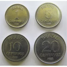 Moedas De 1, 5, 10 E 20 Centavos De 1988 ( 4 Moedas)