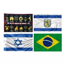 Bandeiras Grandes: 12 Tribos, Israel, Brasil E Jerusalém