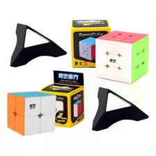 Pack X2 Rubik 2x2-3x3 Qiyi Stickerless Speed Cube 