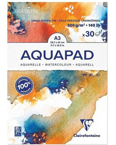 Block Acuarela Aquapad A3 29.7x 42cm 30 Hojas De 300gramos