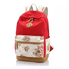 Mochila Lona Hippies Flor Com Estojo Necessaire Cityrock Cor Vermelho