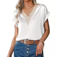 Camisa Blusa Social Feminina Elegante Réveillon Gola V Ag249