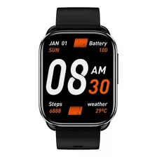Smartwatch Qcy Gs S6 Pantalla 2.02 Control De Salud Deportes Caja Negra Y Bisel Gris Oscuro