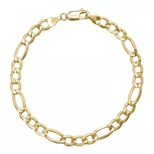 Pulsera 3x1 Figaro Esclava Oro 10k Italiano 18cm - 5.6mm