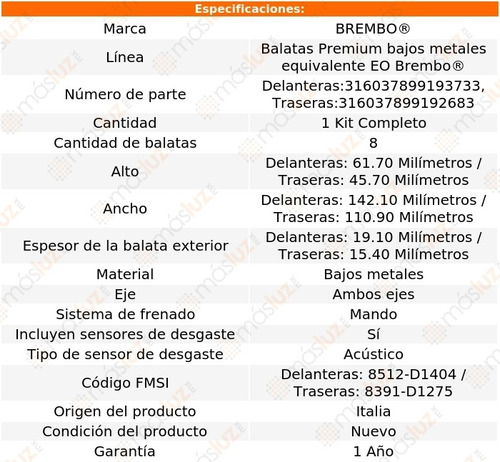 Jgo Balatas (bajos Metales) Tras+del Terrain 14/17 Brembo Foto 2