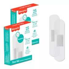 Kit 50 Unid Curativo Transparente Respirável Fisher Price