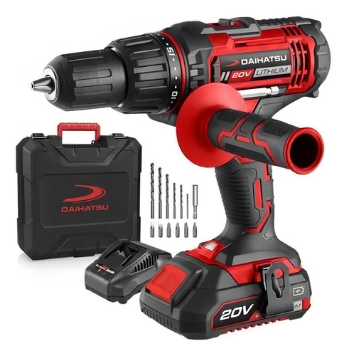 Taladro Percutor Inalámbrico 13mm Con Maletín Daihatsu Color Rojo Frecuencia 50 Hz 20v