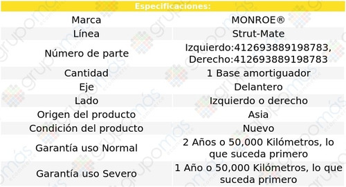 1 Base Amortiguador Del Der O Izq Strut-mate Axxess 90-94 Foto 2