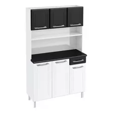 Cozinha De Aço Compacta Smart 6 Portas 1 Gaveta Branco/preto Cor Branco