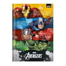 Caderno Brochura Capa Dura 1 Materia Marvel Avengers 80fls