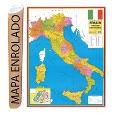 Mapa Geográfico Político Rodoviário Da Itália - Gigante Medindo 1.2m X 90cm Enrolado No Canudo - Equipe Multivendas