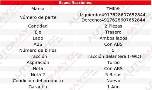 2) Mazas Traseras Con Abs Tmk 6 L4 2.5l Mazda 2018-2019 Foto 2