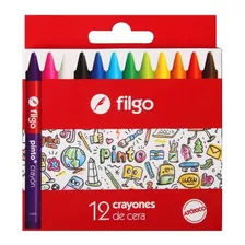 Crayones Ceras Filgo Cortos Pinto X 12 Colores Escolares