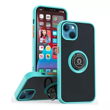 Funda Para iPhone 15 Ahumado Con Anillo Celeste Antishock