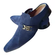 Babuche Masculino Dubai - Couro Azul - Ref: 806