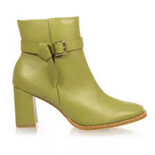 Bota Feminina Napa Floater Verde Solado Bloco Grosso