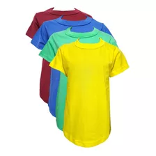 Kit 4 Camiseta Branca Preta Colorida Sortida Básica Infantil