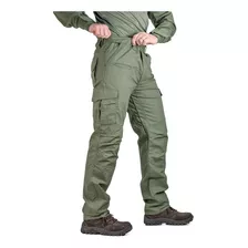 Calça Tática Cargo Cintura Ajustável 8 Bolsos Verde Oliva 