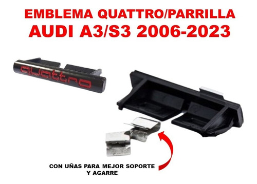 Emblema Quattro Para Parrilla Audi A3/s3 2006-2023 Foto 3