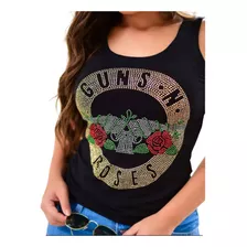 Camiseta Guns N Roses Blusa Feminina Rock In Rio Bonita