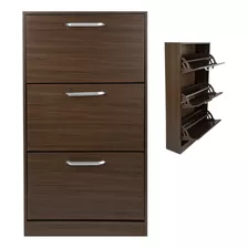 Mueble Zapatero Zapatera Organizador Madera 18 Pares Hogar Color Chocolate