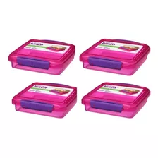 Set De 4 Contenedores Sistema Klip It Sandwich Box 450ml