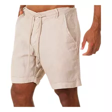 Pantalones Cortos De Algodón A La Moda Para Hombre, Lino, Ca
