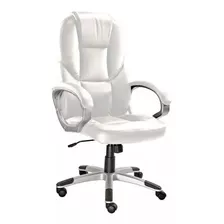 Silla De Oficina Ergonomica Presidencial California Giratoria Reclinable Marca Silleti Sistema Baculante Cuero Sintetico Alta Calidad Color Blanco