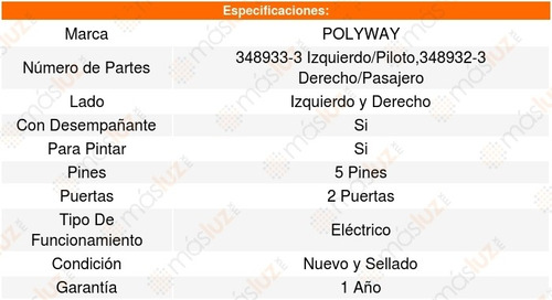 Set 2 Espejos Polyway Chevrolet Camaro 10_15 Foto 3