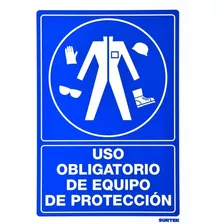 Letrero Para Uso Obligatorio De Equipo De Protección Azul