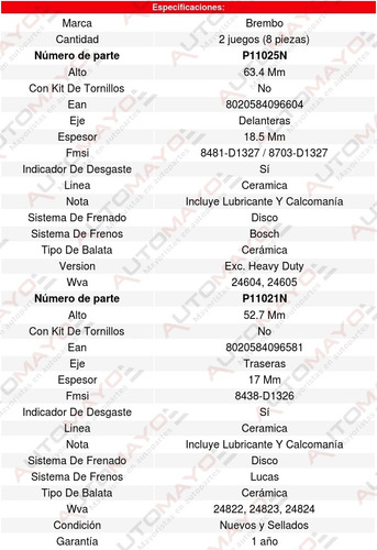 Set Completo Balatas Ceramica Dodge Journey 3.5l V6 09 A 10 Foto 5