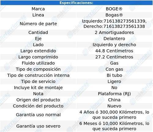 Par Amortiguadores Gas Delanteros Rover 75 2000 Boge Bogas Foto 2