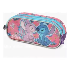 Estojo Duplo Disney Stitch Infantil Juvenil Escolar Luxcel Cor Roxo Liso