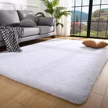 Tapete Sala Quarto 1,00x1,50 Shaggy Luxuoso Peludo Fofinho Branco Casa Laura Enxovais