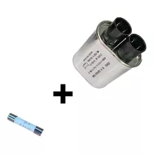 Kit Capacitor Alta Tensão Microondas 0,75uf 2100v +1 Fusível