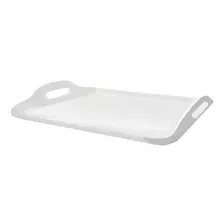 2 Bandeja Rasa De Melamina Branca C/ Alça 36x21 Cm P/ Servir