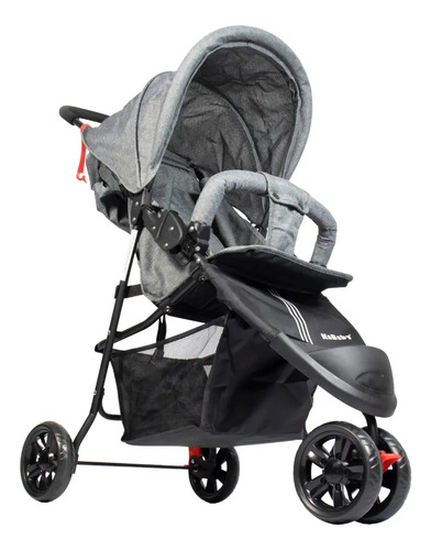 Carrinho De Bebê Easygo Com Cesto 3 Rodas Passeio Até 15kgs Cor Cinza