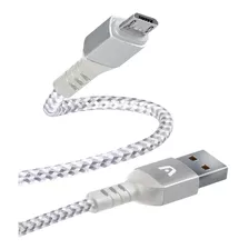 Cable Micro Usb Nylon Blanco Argom Tech 1.8mts Carga Rápida