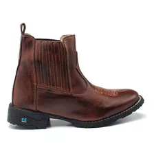 Bota Texana Country Botina Masculina Bico Redondo.