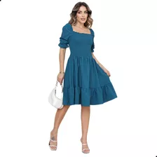 Vestido Midi Godê Rodado Manga Bufante Princesa Evangélica