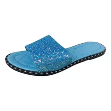 Sandálias Femininas Macias Glitter Bling Fancy Slide, Planas