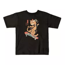 Playera Camiseta Estilo Japones Gato Ukiyo Skatana Skate 