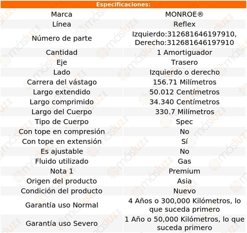 (1) Amortiguador Tra Reflex Gas Der O Izq Mountaineer 06/10 Foto 2