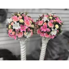 2x Arranjo De Mesa Para Festas Casamento Rosa Frete Grátis 