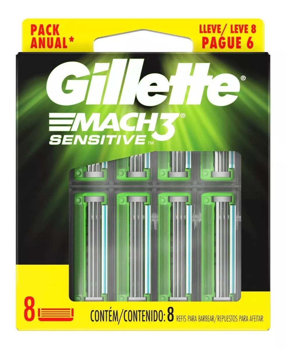 Repuestos Para Afeitar Gillette Mach3 Sensitive 8 Unidades