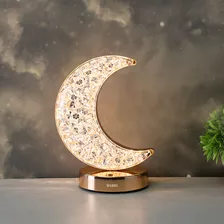 Lampara Recargable Portatil Con Diseño De Luna Cristal