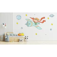 Vinilo Decorativo Infantil Principito Avión Acuarela 1mx60cm