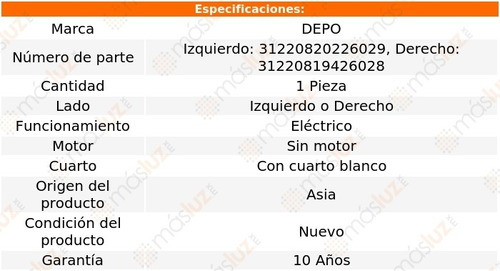 Faro Izq O Der Electrico S/motor C/cto Blanco Trafic 07/14 Foto 4