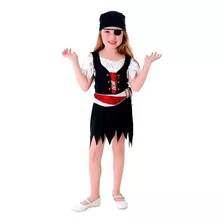 Fantasia Pirata Vestido Infantil Completa C/ Bandana